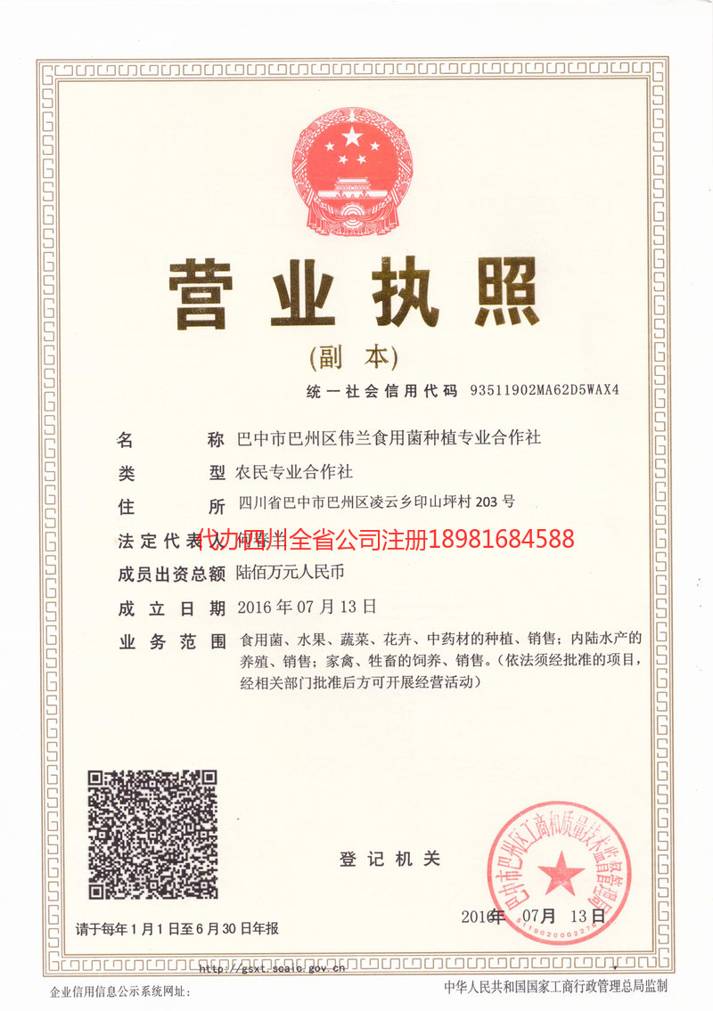 铜仁铜仁伟兰食用菌种植专业合作社